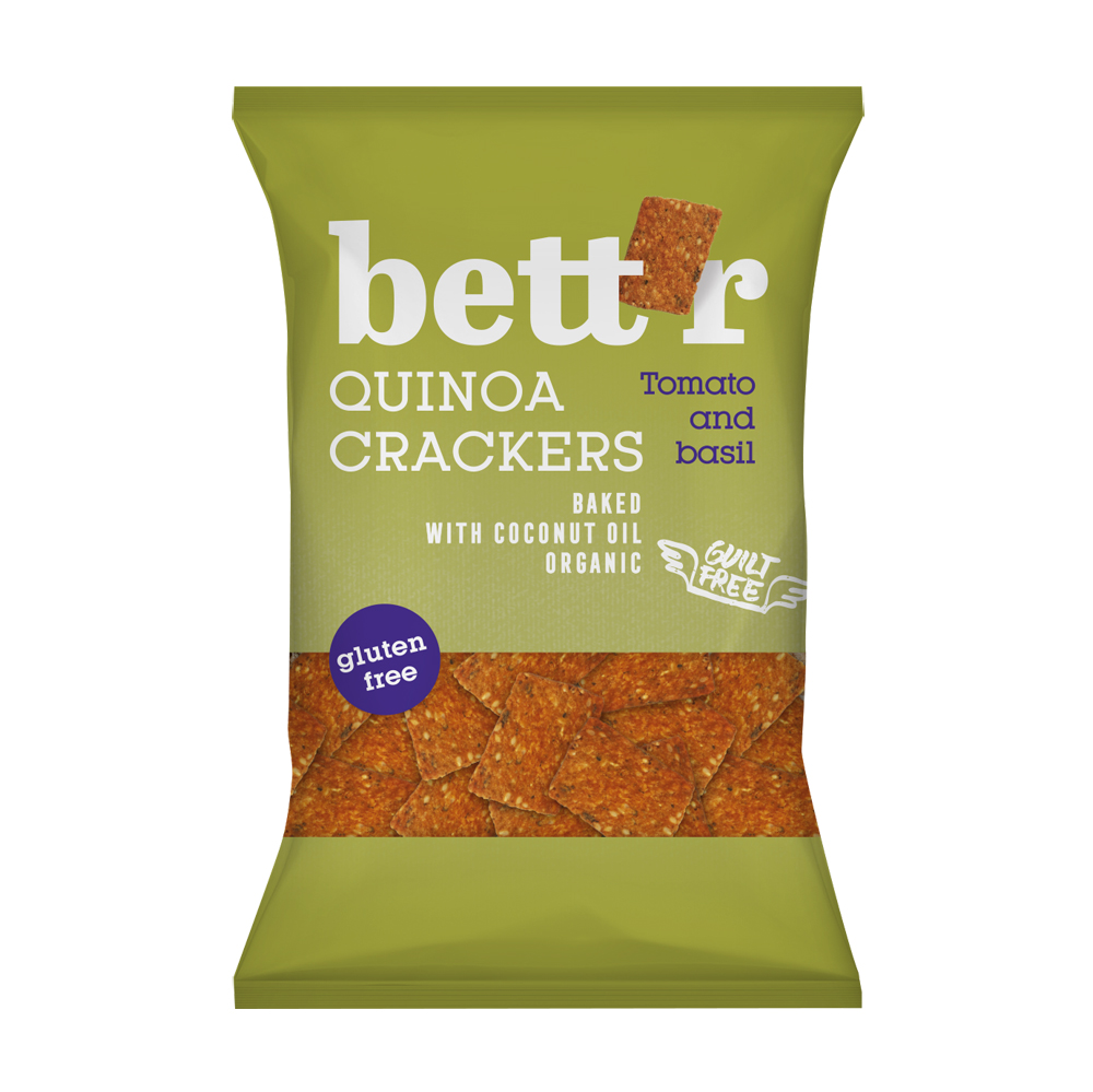 Gluteenittomat kvinoakeksit, tomaatti ja basilika Bett'r - (6 x 100 g) (luomu)