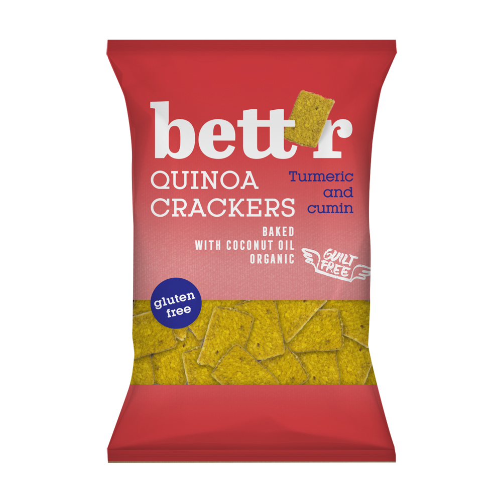 Gluteenittomat kvinoakeksit, kurkuma ja juustokumina Bett'r - (6 x 100 g) (luomu)