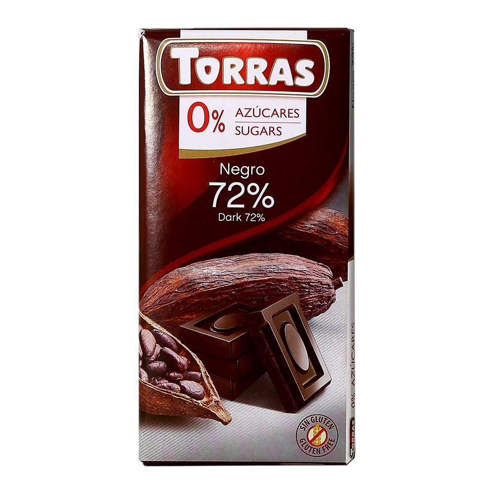 Sokeriton tumma suklaa 72% Torras - (12 x 75 g)